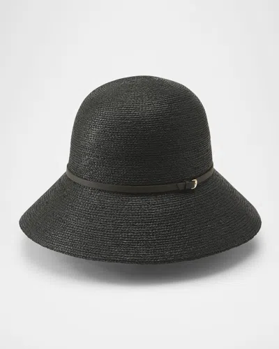 Helen Kaminski Besa 9 Raffia Cloche Hat In Charcoal Black
