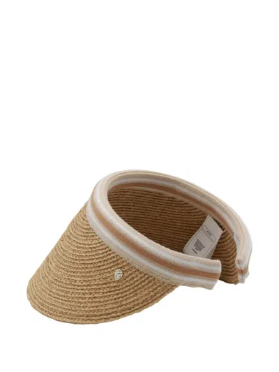 Helen Kaminski Bianca 12 Striped Raffia Visor In Brown