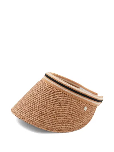 Helen Kaminski Bianca 12 Striped Raffia Visor In Brown