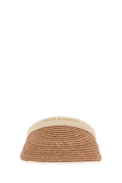 Helen Kaminski Bianca 8 Raffia Logo Visor In Brown