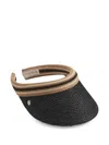 Helen Kaminski Bianca 8 Striped Woven Visor In Black