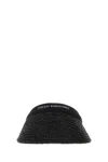 Helen Kaminski Black Raffia Visor Hat With Embroidered Band In Chablalog