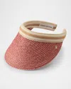Helen Kaminski Bianca Classic Slide-on Raffia Visor In Pomelo Nougat Stripe