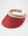Helen Kaminski Bianca Classic Slide-on Raffia Visor In Tropical Nougat Stripe