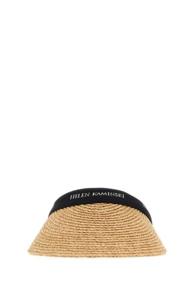 Helen Kaminski Natural Black Band Visor Hat In Beige
