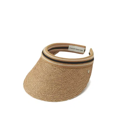 Helen Kaminski Bianca Raffia Striped Visor Hat In Purple