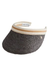 Helen Kaminski Bianca Raffia Visor In Ash/nougat Stripe