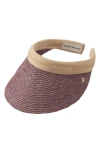 Helen Kaminski Bianca Raffia Visor In Lavender Fog/ Natr Logo