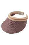 Helen Kaminski Bianca Raffia Visor In Lavender Fog/ Noug Stripe