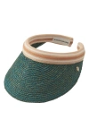 Helen Kaminski Bianca Raffia Visor In Palm Leaf/ Nougat Stripe