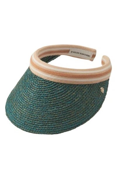 Helen Kaminski Bianca Raffia Visor In Palm Leaf/ Nougat Stripe