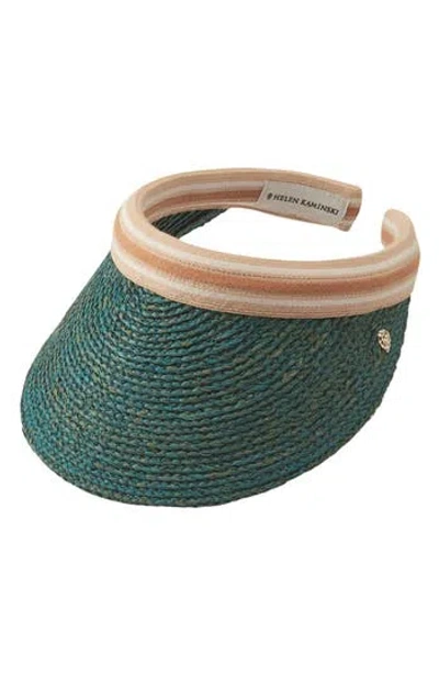 Helen Kaminski Bianca Raffia Visor In Palm Leaf/nougat Stripe