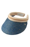 Helen Kaminski Bianca Raffia Visor In Blue