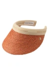 Helen Kaminski Bianca Raffia Visor In Orange