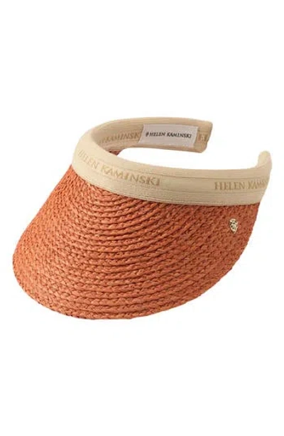 Helen Kaminski Bianca Raffia Visor In Orange