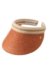 Helen Kaminski Bianca Raffia Visor In Sunset Nougat Stripe