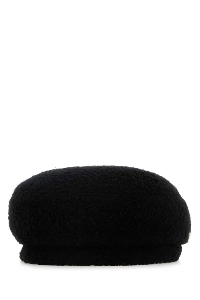 HELEN KAMINSKI BLACK TEDDY FABRIC HAILIE HAT