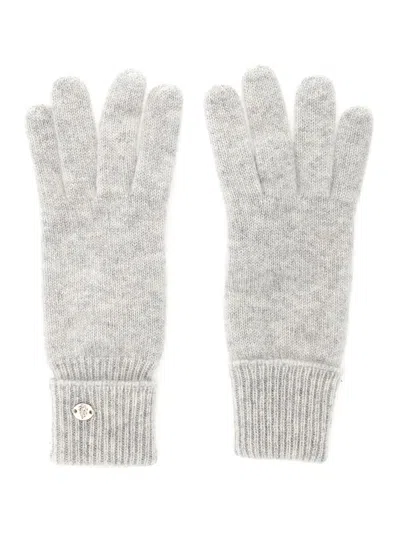 Helen Kaminski Blaire Grey Gloves With Logo Plaque Detail On The Front And Ribbed Details In Cashmere Woman In Gray