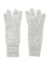 Helen Kaminski Blaire Grey Gloves With Logo Plaque Detail On The Front And Ribbed Details In Cashmere Woman In Gray