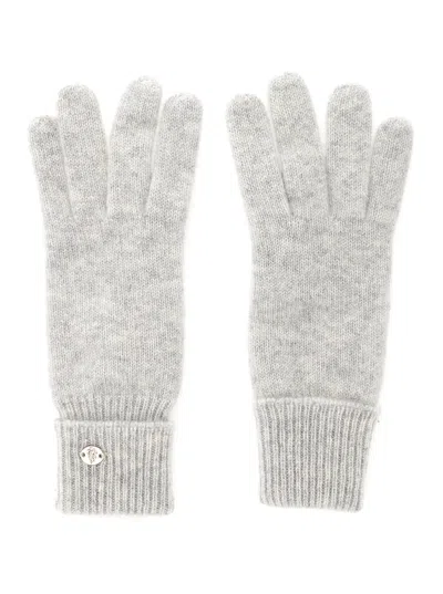 HELEN KAMINSKI BLAIRE GREY GLOVES WITH LOGO PLAQUE DETAIL ON THE FRONT AND RIBBED DETAILS IN CASHMERE WOMAN