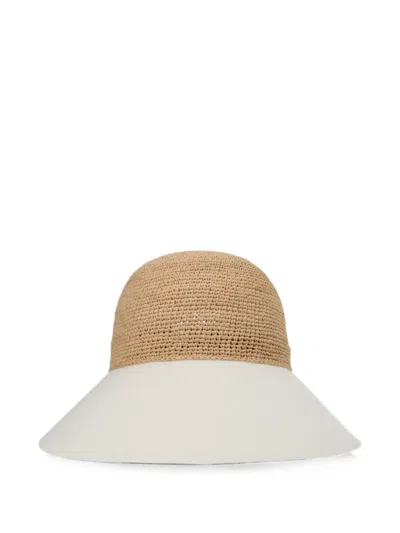 Helen Kaminski Wide-brimmed Raffia Hat With Adjustable Strap In Brown