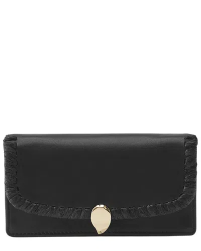 Helen Kaminski Blisse Raffia & Leather Wallet In Black