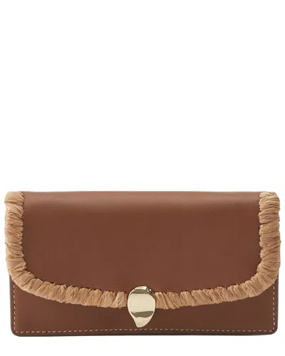 Helen Kaminski Blisse Raffia & Leather Wallet In Brown