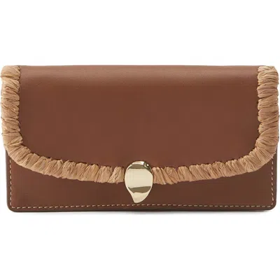 Helen Kaminski Blisse Raffia Trim Wallet In Brown