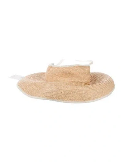 Pre-owned Helen Kaminski Braided Raffia Visor Hat In Neutrals