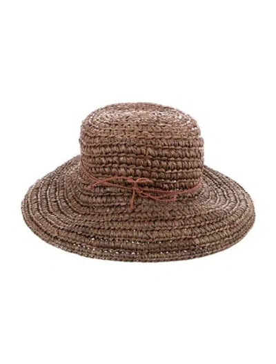 Pre-owned Helen Kaminski Brown Whipstitched Fedora Hat