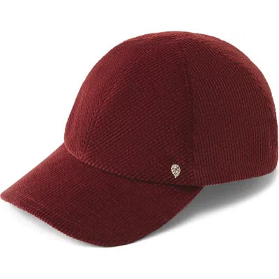 Helen Kaminski Bucco Velvet Corduroy Baseball Cap In Deep Rust