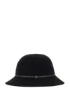 Helen Kaminski Wool Bucket Hat With Leather Trim In Black