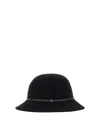 Helen Kaminski Wool Bucket Hat With Leather Trim In Black