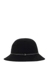 Helen Kaminski Wool Bucket Hat With Leather Trim In Black