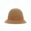 Helen Kaminski Camel Merino Wool Cloche Hat With Grosgrain Ribbon In Brown