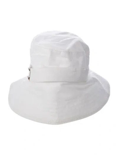 Pre-owned Helen Kaminski Canvas Bucket Hat In White