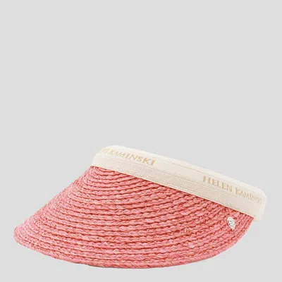 Helen Kaminski Pink Raffia Hat In Pomelo/natural Logo