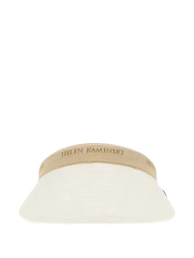 Helen Kaminski Boucle Carter Visor Textured Fabric In White