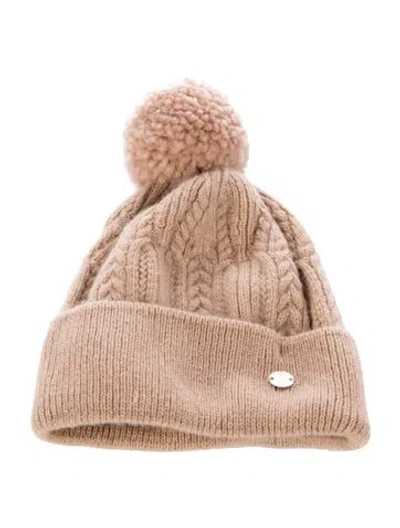 Pre-owned Helen Kaminski Cashmere Cable Knit Beanie In Neutral