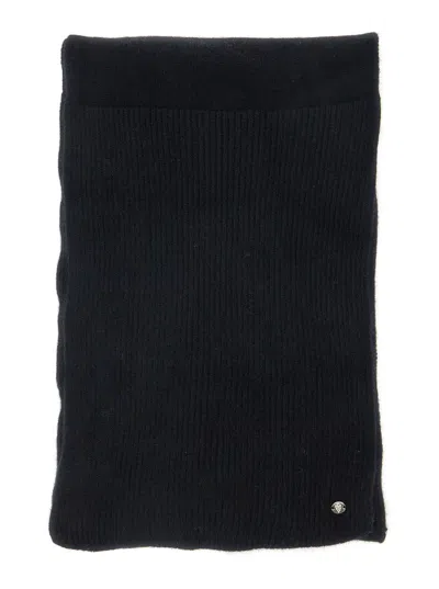 Helen Kaminski Cashmere Scarf With Front Logo Detail And Ribbed Trims In Blue