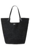 Helen Kaminski Cassia Woven Raffia Tote Bag In Charcoal/black