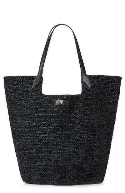 Helen Kaminski Cassia Woven Raffia Tote Bag In Charcoal/black