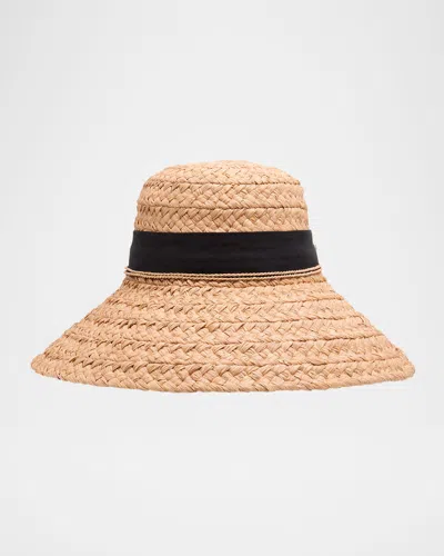Helen Kaminski Classic 5 Raffia Sun Hat In Nougat Black