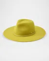 Helen Kaminski Claude Leather-trim Wool Felt Fedora In Yellow