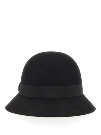 Helen Kaminski Black Linen Bucket Hat With Subtle Metallic Emblem