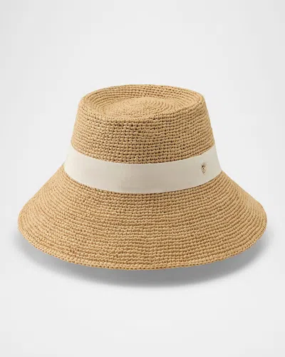 Helen Kaminski Clover Raffia Cloche Bucket Hat In Natural Cream