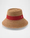 Helen Kaminski Clover Raffia Cloche Bucket Hat In Brown