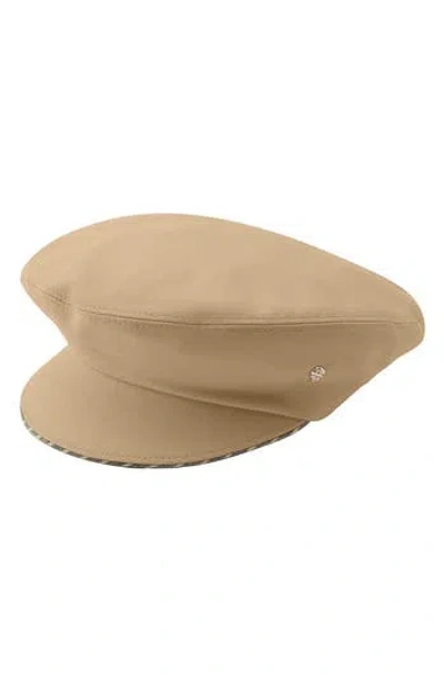 Helen Kaminski Cotton Baker Boy Cap In Camel/black