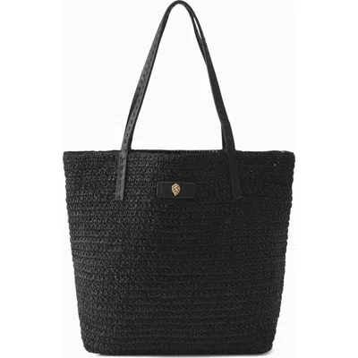 Helen Kaminski Davoletta Raffia Crochet Small Tote Bag In Charcoal/black