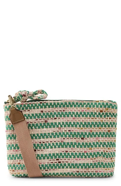 Helen Kaminski Dayani Bouclé Stripe Clutch In Green